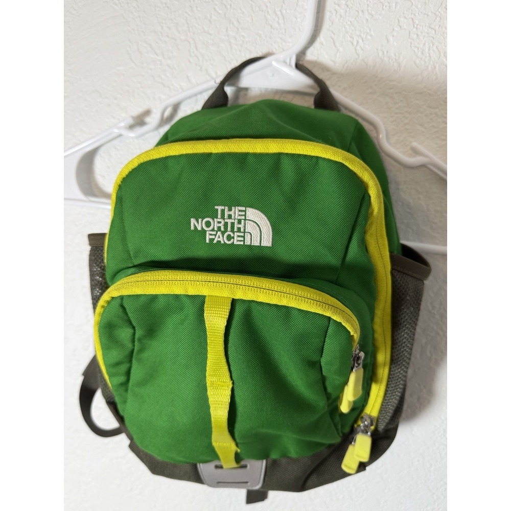 North Face Sprout Mini Backpack Green School Hike Travel Straps Pouch Zip - Picture 2 of 10